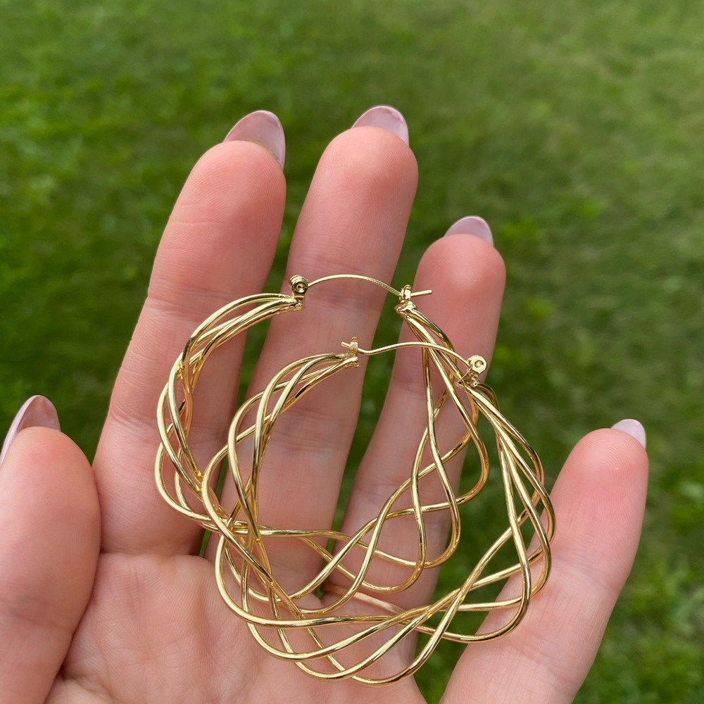 New 18k gold plated hoop earrings - Picture 4 of 5
